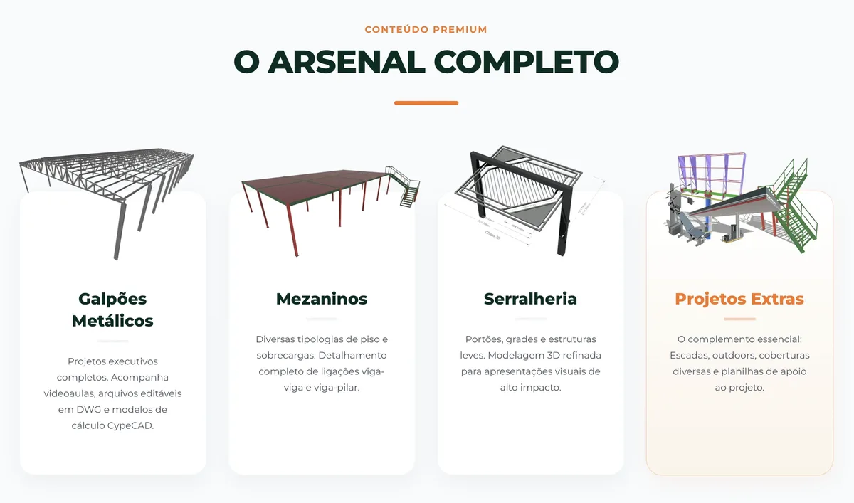 Biblioteca de projetos de galpão metálico — mais de 300 projetos prontos