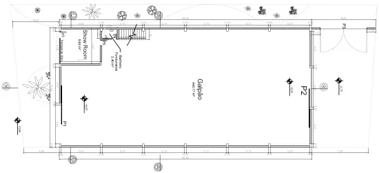 Planta baixa de galpão para construção
