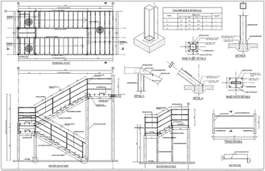 Escada metálica com estrutura de aço aparente