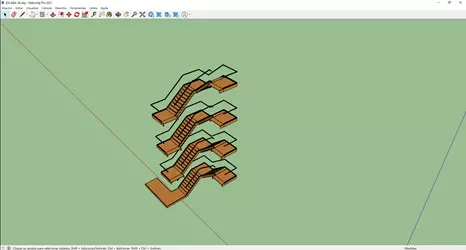 Escada metálica com vários lances de degraus