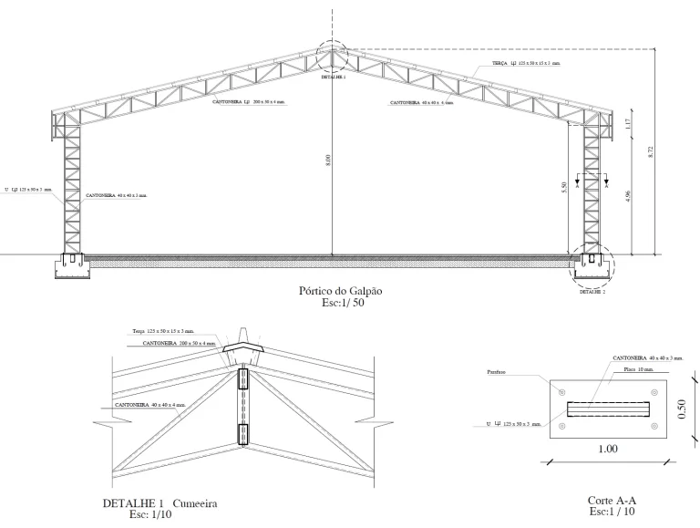 Estrutura metálica para telhado e cobertura de galpão