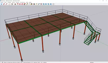 Modelo 3D de projeto de mezanino metálico
