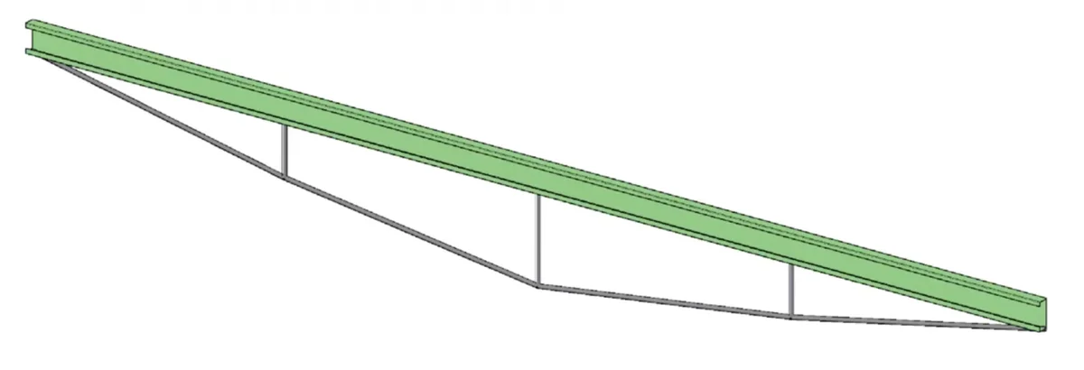 Detalhe do reforço estrutural na terça para suportar o peso dos painéis solares em galpão metálico