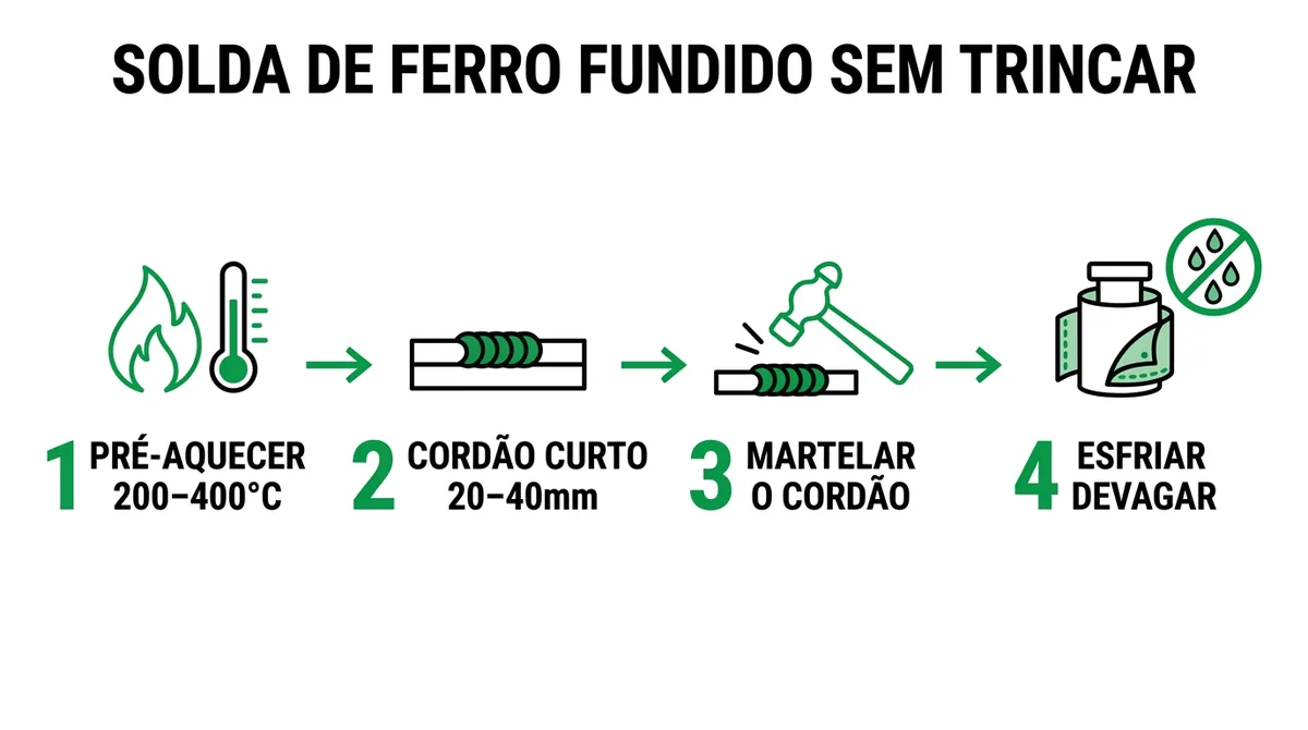 Infográfico: 4 passos para soldar ferro fundido sem trincar