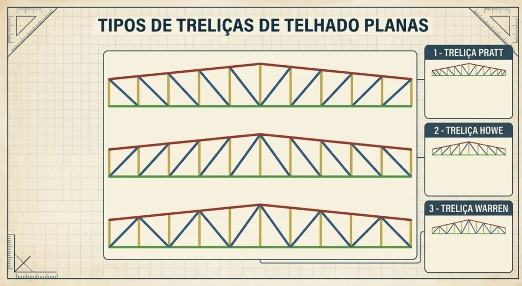 Tipos de Treliça Metálica: Pratt, Howe, Warren e Mais